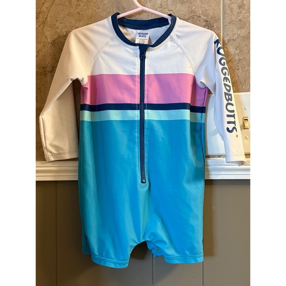 Rugged Butts Rash Guard Swimsuit One Piece Zip‎ Front Sun Protection 2T Unisex - Picture 1 of 3